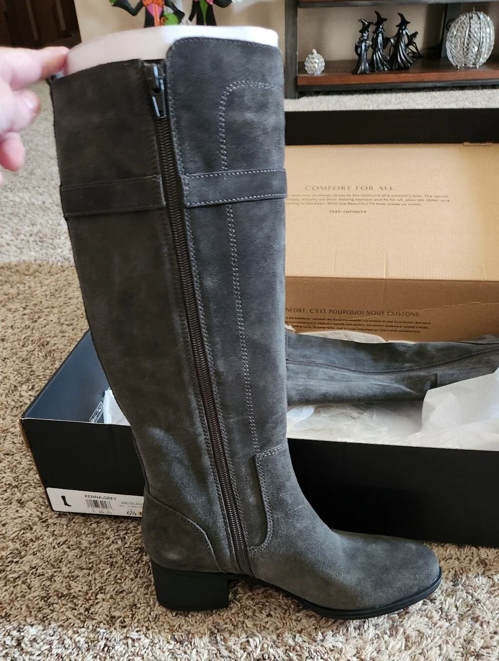Naturalizer Women's Knee-High Suede Riding Boots - Gray New In Box